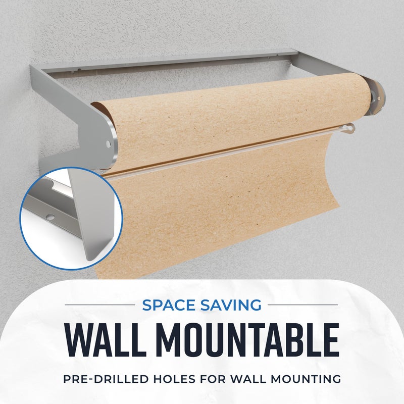 Bryco Goods - 24 Inches Roll Dispenser and Cutter Made of Heavy-Duty Steel Frame & Sharp Blade. Wall Mountable & Tabletop. Ideal for Kraft, Freezer, Packing & Butcher Paper - Up to 1000ft Rolls - Image 5